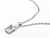 White Topaz Rhodium Over Sterling Silver April Birthstone Pendant With Chain 1.70ct