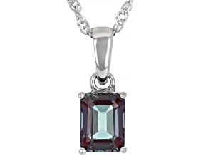 Blue Lab Created Alexandrite Rhodium Over Sterling Silver June Birthstone Pendant With Chain 1.70ct