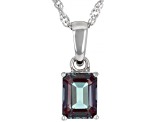 Blue Lab Created Alexandrite Rhodium Over Sterling Silver June Birthstone Pendant With Chain 1.70ct