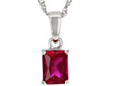 Red Lab Created Ruby Rhodium Over Sterling Silver July Birthstone Pendant With Chain 1.45ct
