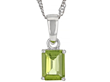 Picture of Green Peridot Rhodium Over Sterling Silver August Birthstone Pendant With Chain 1.45ct