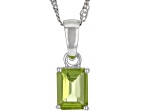 Green Peridot Rhodium Over Sterling Silver August Birthstone Pendant With Chain 1.45ct