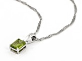 Green Manchurian Peridot™ Rhodium Over Sterling Silver August Birthstone Pendant With Chain 1.45ct