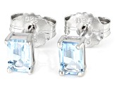 Blue Aquamarine Rhodium Over Sterling Silver March Birthstone Earrings 0.94ctw