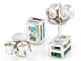 Green Lab Emerald Rhodium Over Sterling Silver May Birthstone Earrings 0.85ctw