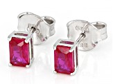 Red Lab Created Ruby Rhodium Over Sterling Silver July Birthstone Earrings 1.19ctw
