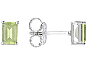 Green Manchurian Peridot™ Rhodium Over Sterling Silver August Birthstone Earrings 1.02ctw