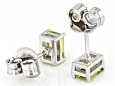 Green Manchurian Peridot™ Rhodium Over Sterling Silver August Birthstone Earrings 1.02ctw