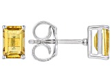 Yellow Brazilian Citrine Rhodium Over Sterling Silver November Birthstone Earrings 0.85ctw