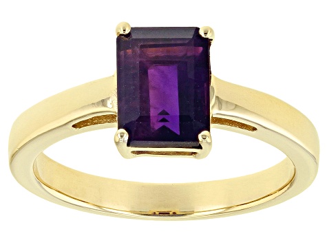 Purple African Amethyst 18k Yellow Gold Over Sterling Silver February Birthstone Ring 1.32ct