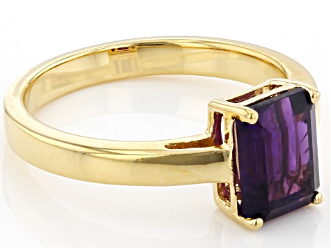 Purple African Amethyst 18k Yellow Gold Over Sterling Silver February Birthstone Ring 1.32ct