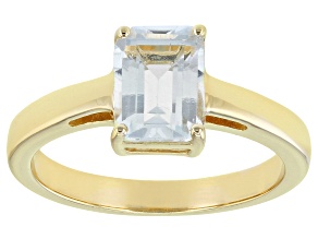 Blue Aquamarine 18k Yellow Gold Over Sterling Silver March Birthstone Ring 1.19ct