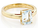 Blue Aquamarine 18k Yellow Gold Over Sterling Silver March Birthstone Ring 1.19ct