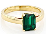 Green Lab Created Emerald 18k Yellow Gold Over Sterling Silver May Birthstone Ring 1.19ct