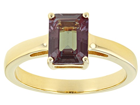 Green Lab Created Alexandrite 18k Yellow Gold Over Sterling Silver June Birthstone Ring 1.70ct