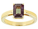 Green Lab Created Alexandrite 18k Yellow Gold Over Sterling Silver June Birthstone Ring 1.70ct
