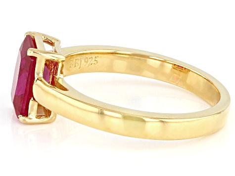Red Lab Created Ruby 18k Yellow Gold Over Sterling Silver July Birthstone Ring 1.36ct