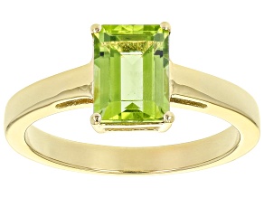 Green Peridot 18k Yellow Gold Over Sterling Silver August Birthstone Ring 1.36ct