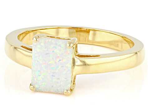 Multi Color Lab Created Opal 18k Yellow Gold Over Sterling Silver October Birthstone Ring 0.34ct