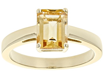 Picture of Yellow Brazilian Citrine 18k Yellow Gold Over Silver November Birthstone Ring 1.28ct