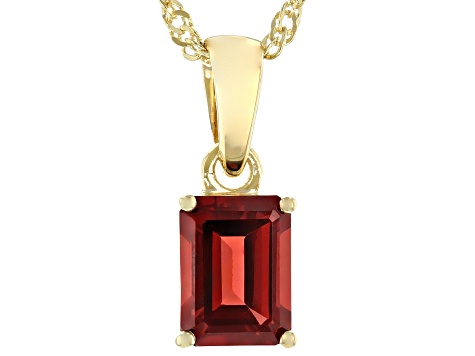 Red Vermelho Garnet™ 18k Yellow Gold Over Silver January Birthstone Pendant With Chain 1.57ct