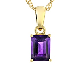 Purple African Amethyst 18k Yellow Gold Over Silver February Birthstone Pendant With Chain 1.32ct