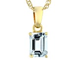 Blue Aquamarine 18k Yellow Gold Over Silver March Birthstone Pendant With Chain 1.19ct