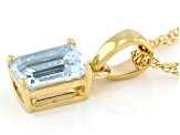 Blue Aquamarine 18k Yellow Gold Over Silver March Birthstone Pendant With Chain 1.19ct