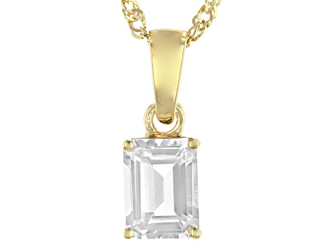 White Topaz 18k Yellow Gold Over Silver April Birthstone Pendant With Chain 1.70ct