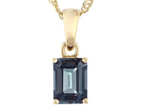 Green Lab Created Alexandrite 18k Yellow Gold Over Silver June Birthstone Pendant With Chain 1.70ct