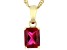 Red Lab Created Ruby 18k Yellow Gold Over Silver July Birthstone Pendant With Chain 1.10ct