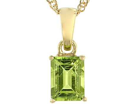 Green Manchurian Peridot™ 18k Yellow Gold Over Silver August Birthstone Pendant With Chain 1.36ct