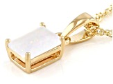 Multicolor Lab Created Opal 18k Yellow Gold Over Silver October Birthstone Pendant With Chain 0.34ct