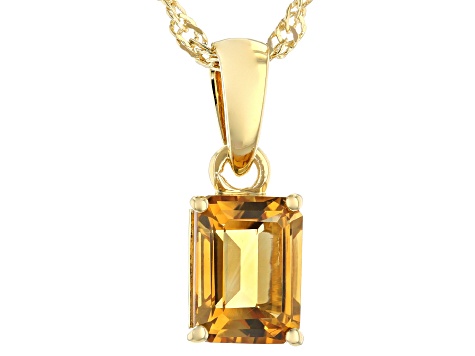 Yellow Citrine 18k Yellow Gold Over Sterling Silver November Birthstone Pendant With Chain 1.28ct