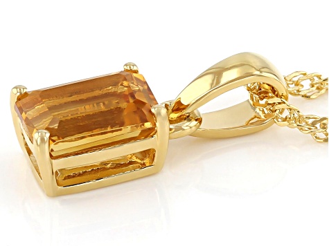 Yellow Citrine 18k Yellow Gold Over Sterling Silver November Birthstone Pendant With Chain 1.28ct