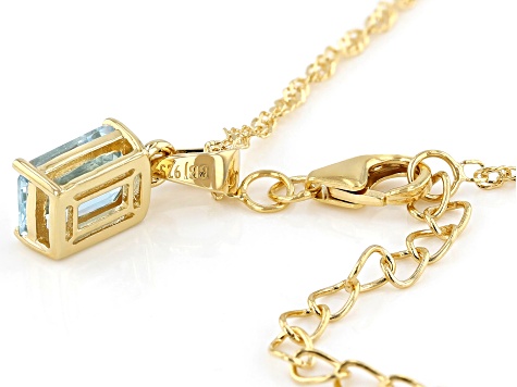 Sky Blue Topaz 18k Yellow Gold Over Sterling Silver December Birthstone Pendant With Chain 1.45ct
