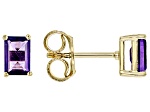 Purple African Amethyst 18k Yellow Gold Over Silver February Birthstone Stud Earrings 0.94ctw