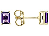 Purple African Amethyst 18k Yellow Gold Over Silver February Birthstone Stud Earrings 0.94ctw