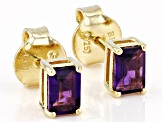 Purple African Amethyst 18k Yellow Gold Over Silver February Birthstone Stud Earrings 0.94ctw
