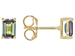 Green Lab Created Alexandrite 18k Yellow Gold Over Silver June Birthstone Earrings 1.10ctw