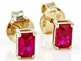 Red Lab Created Ruby 18k Yellow Gold Over Sterling Silver July Birthstone Earrings 1.19ctw