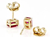 Red Lab Created Ruby 18k Yellow Gold Over Sterling Silver July Birthstone Earrings 1.19ctw