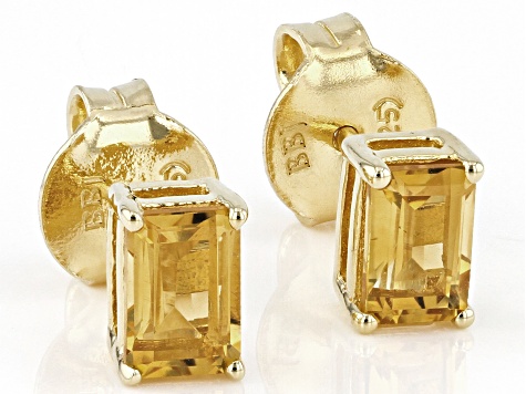 Yellow Citrine 18k Yellow Gold Over Sterling Silver November Birthstone Earrings 1.02ctw