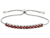 Red Garnet Rhodium Over Sterling Silver, Bolo Bracelet 3.64ctw