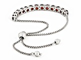 Red Garnet Rhodium Over Sterling Silver, Bolo Bracelet 3.64ctw