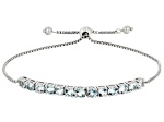 Blue Aquamarine Rhodium Over Sterling Silver, Bolo Bracelet 2.54ctw