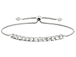 White Topaz Rhodium Over Sterling Silver, Bolo Bracelet 3.31ctw