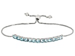 Sky Blue Topaz Rhodium Over Sterling Silver, Bolo Bracelet 3.31ctw