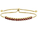 Red Garnet 18k Yellow Gold Over Sterling Silver, Bolo Bracelet 3.64ctw