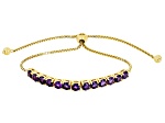 Purple Amethyst Rhodium Over Sterling Silver, Bolo Bracelet 2.54ctw